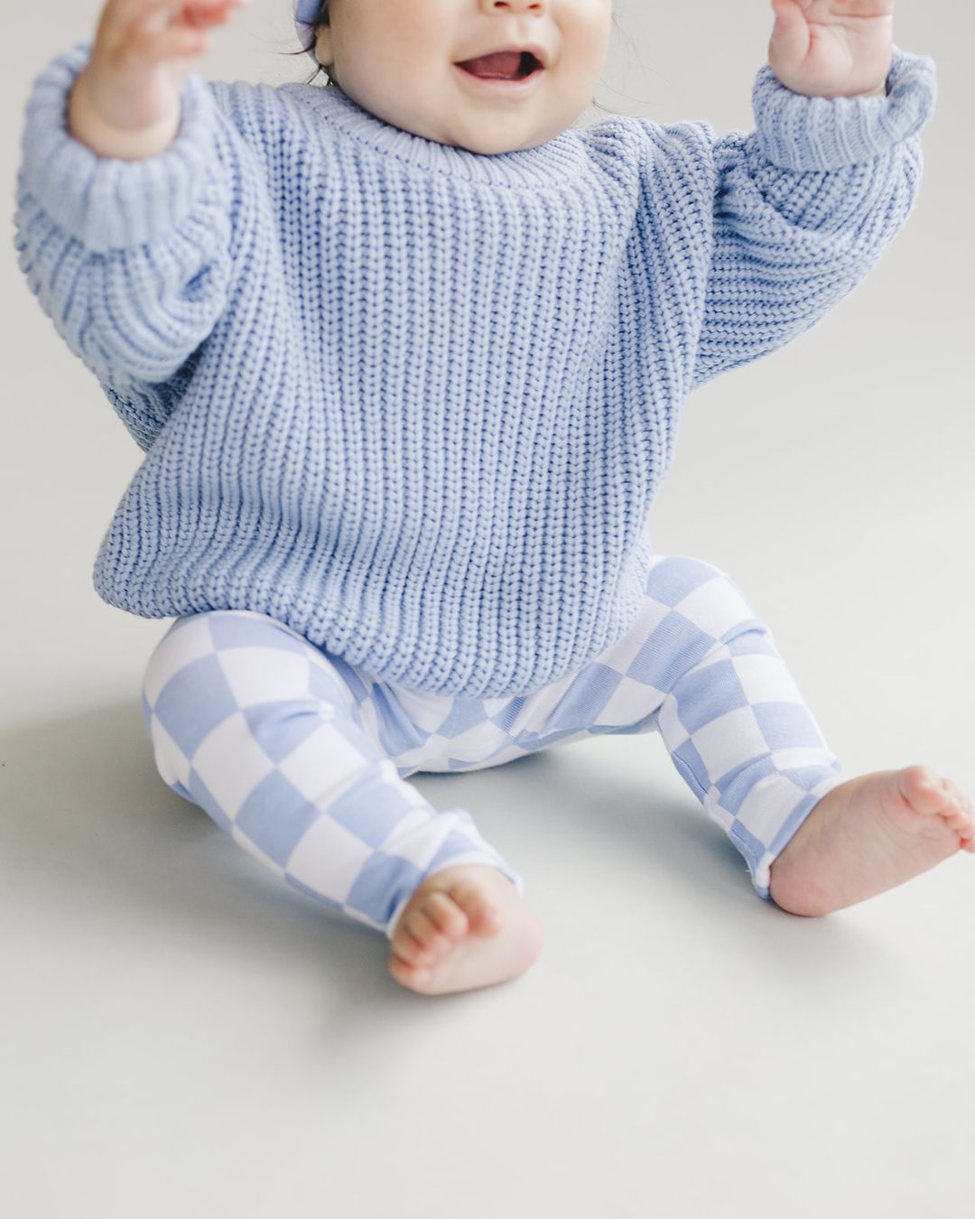 Checkered Leggings | Blue - Leggings - LUCKY PANDA KIDS