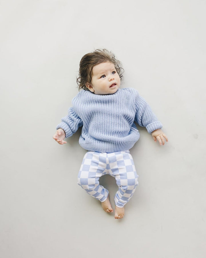 Checkered Leggings | Blue - Leggings - LUCKY PANDA KIDS
