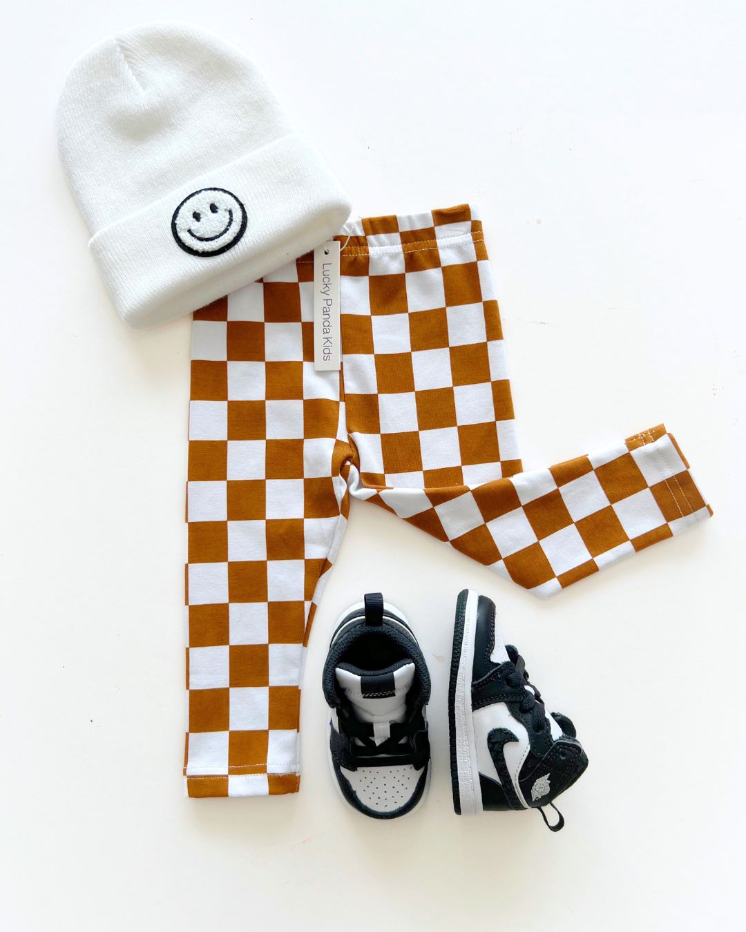 Checkered Leggings | Copper - Leggings - LUCKY PANDA KIDS