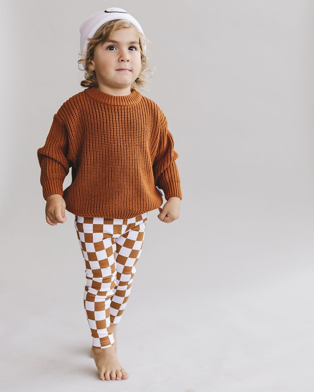 Checkered Leggings | Copper - Leggings - LUCKY PANDA KIDS