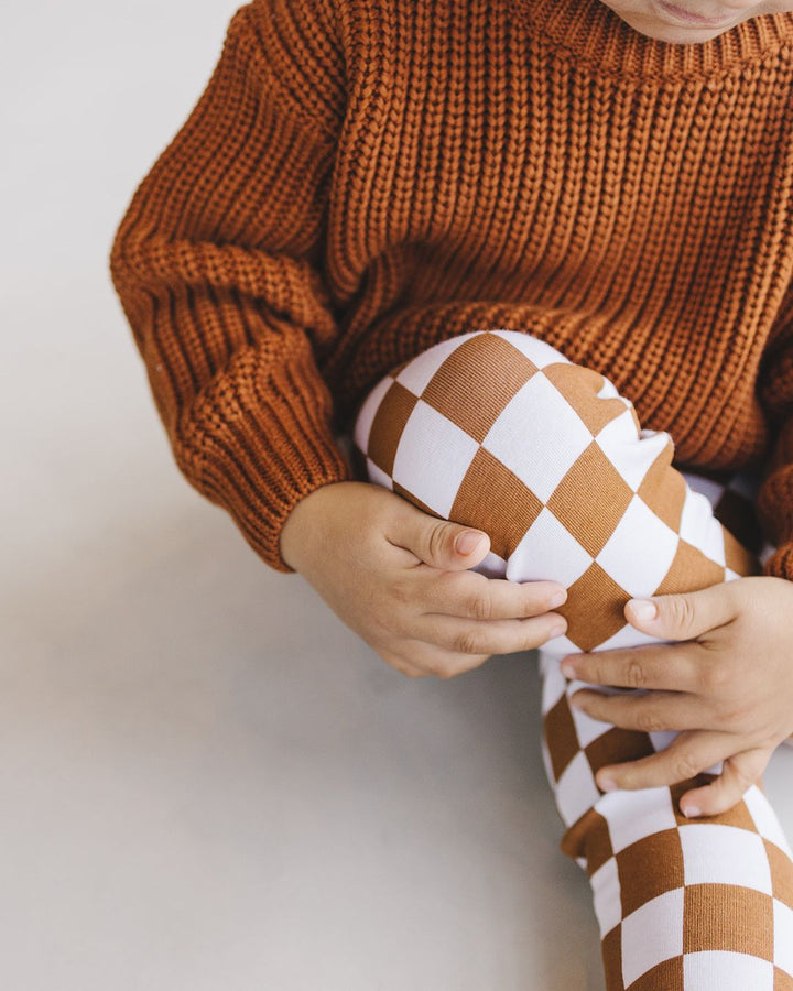 Checkered Leggings | Copper - Leggings - LUCKY PANDA KIDS