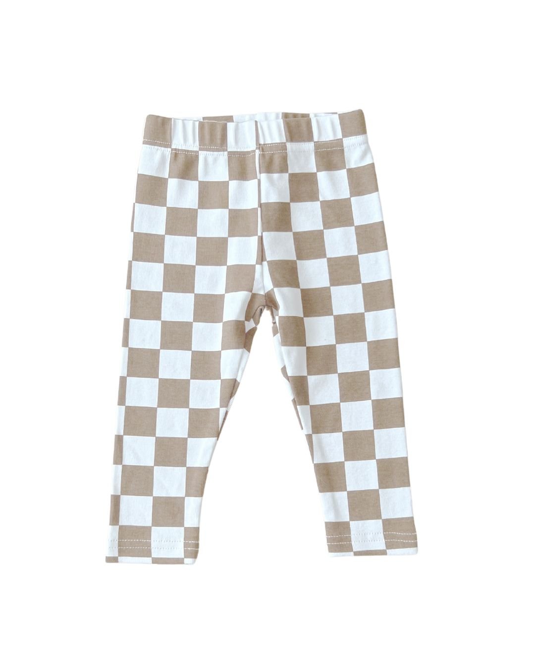 Checkered Leggings | Latte - Leggings - LUCKY PANDA KIDS