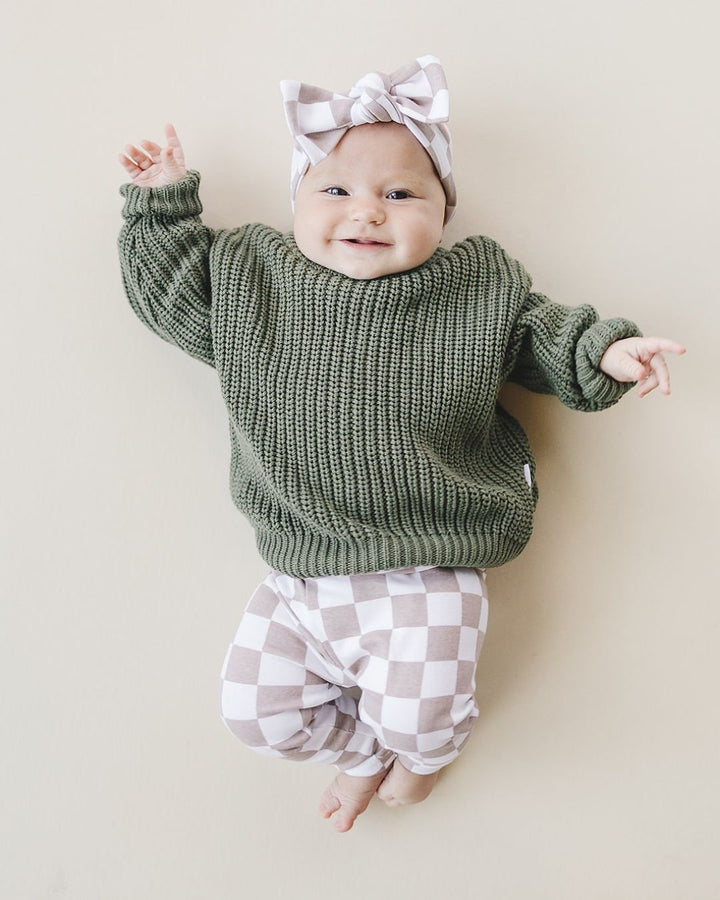 Checkered Leggings | Latte - Leggings - LUCKY PANDA KIDS