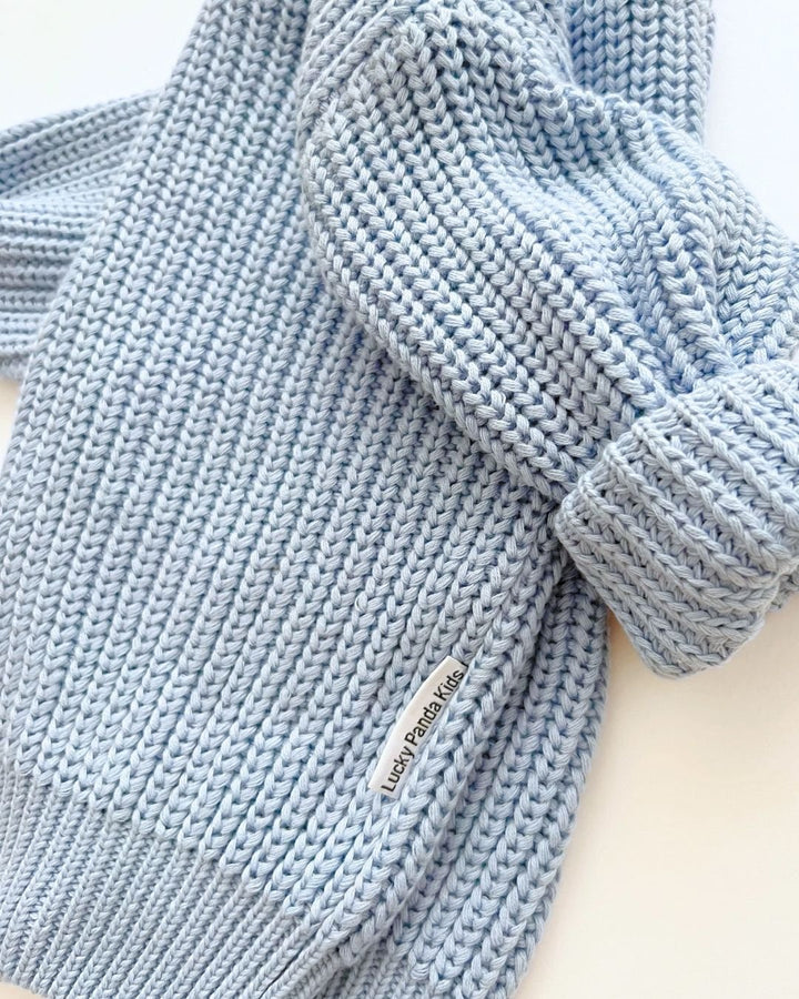 Chunky Knit Sweater | Blue - Sweater - LUCKY PANDA KIDS