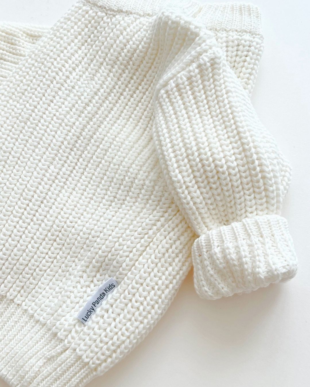 Chunky Knit Sweater | Milk - Sweater - LUCKY PANDA KIDS