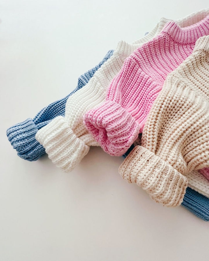 Chunky Knit Sweater | Pink - Sweater - LUCKY PANDA KIDS