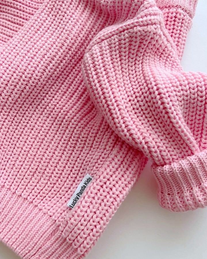Chunky Knit Sweater | Pink - Sweater - LUCKY PANDA KIDS