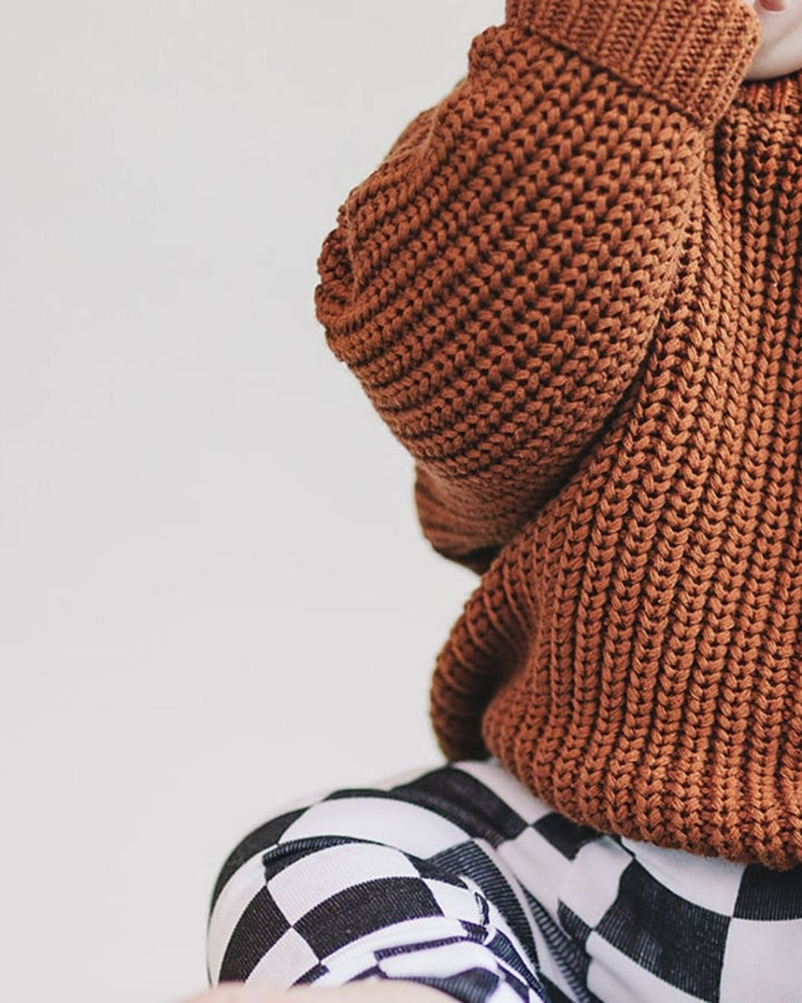 Chunky Knit Sweater | Rust - Sweater - LUCKY PANDA KIDS