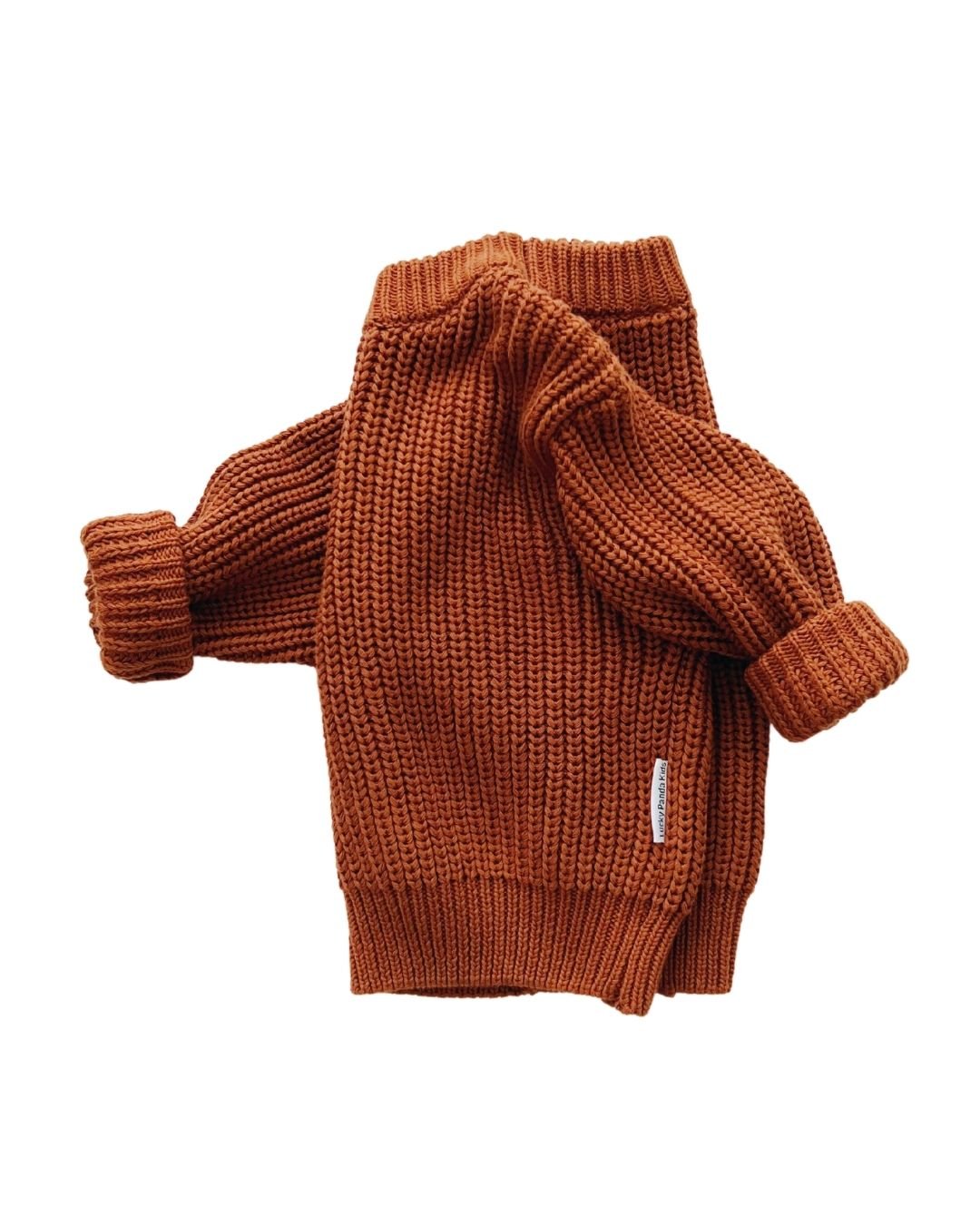 Chunky Knit Sweater | Rust - Sweater - LUCKY PANDA KIDS