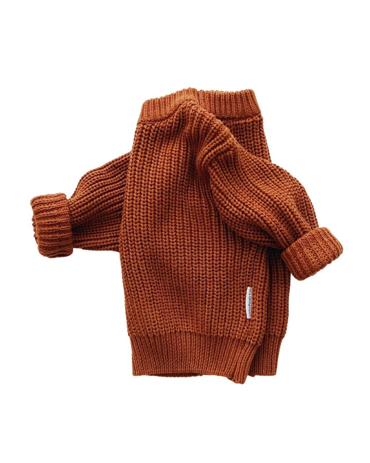 Chunky Knit Sweater | Rust - Sweater - LUCKY PANDA KIDS