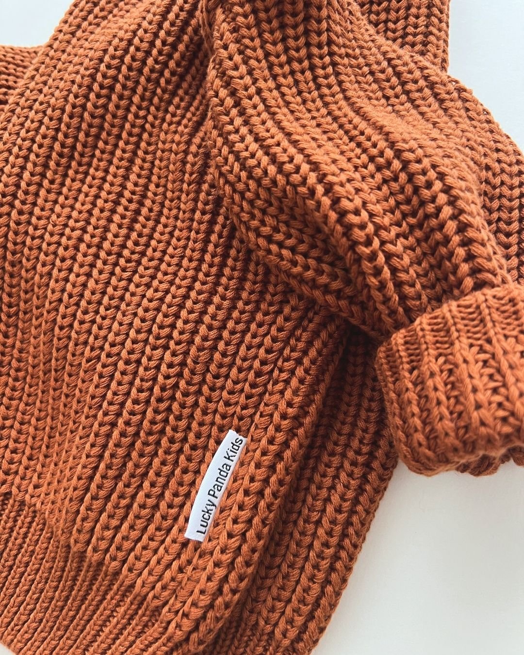 Chunky Knit Sweater | Rust - Sweater - LUCKY PANDA KIDS