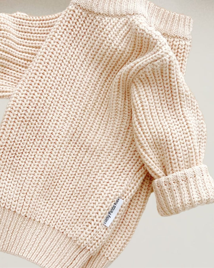 Chunky Knit Sweater | Vanilla - Sweater - LUCKY PANDA KIDS