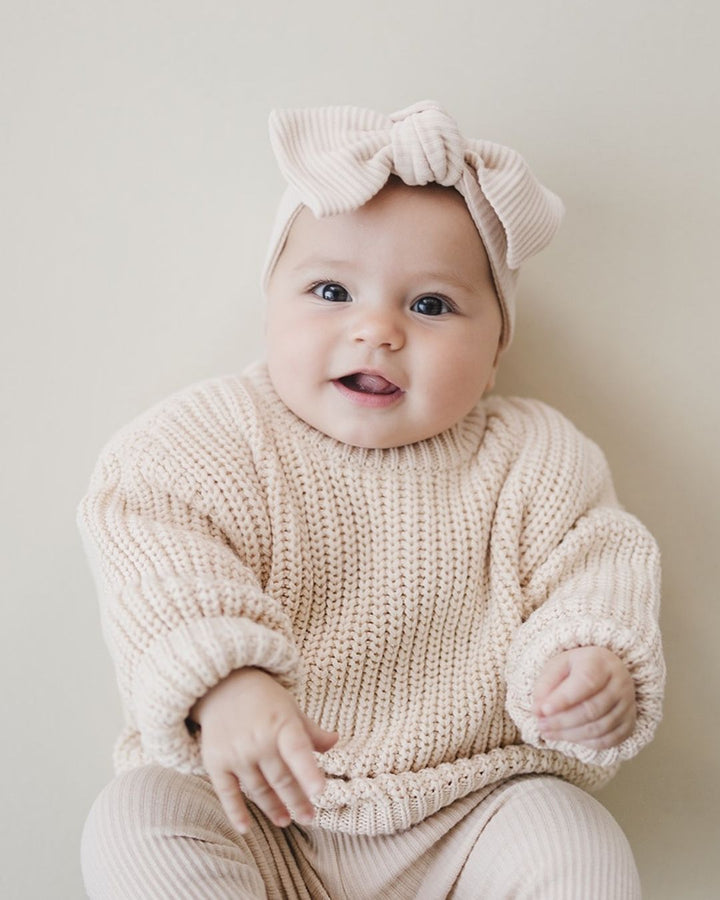 Chunky Knit Sweater | Vanilla - Sweater - LUCKY PANDA KIDS