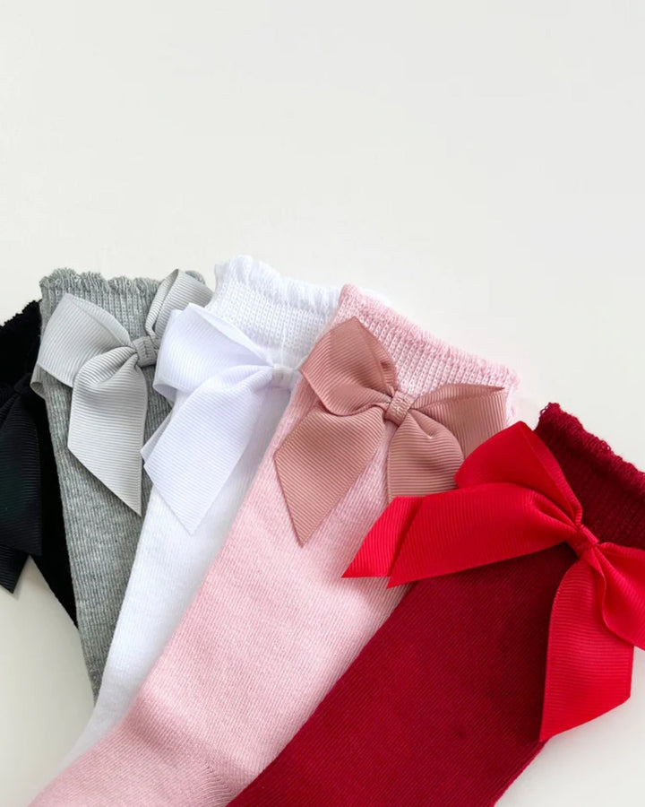Cute Bow Knee Socks, White - Baby & Toddler Clothing - LUCKY PANDA KIDS