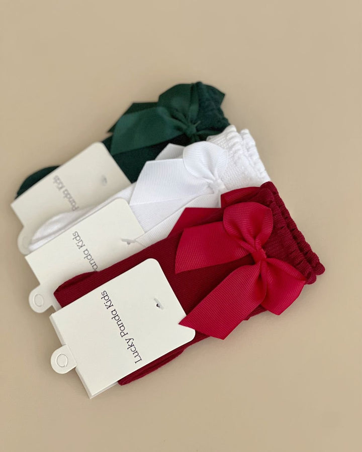Cute Bow Knee Socks | White - Socks - LUCKY PANDA KIDS
