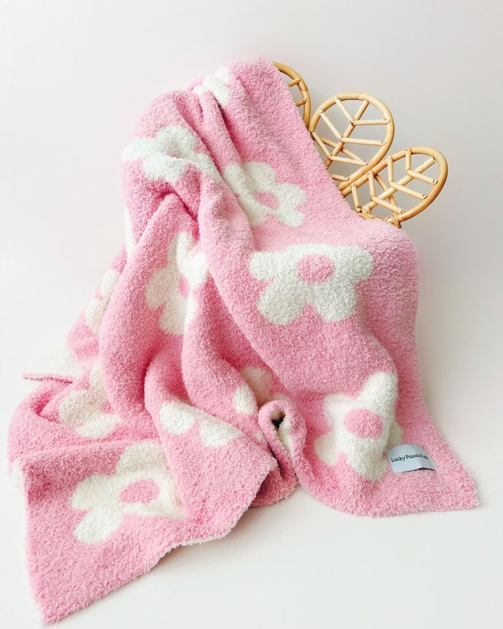 Daisy Fuzzy Blanket | Pink - Plush Blanket - LUCKY PANDA KIDS