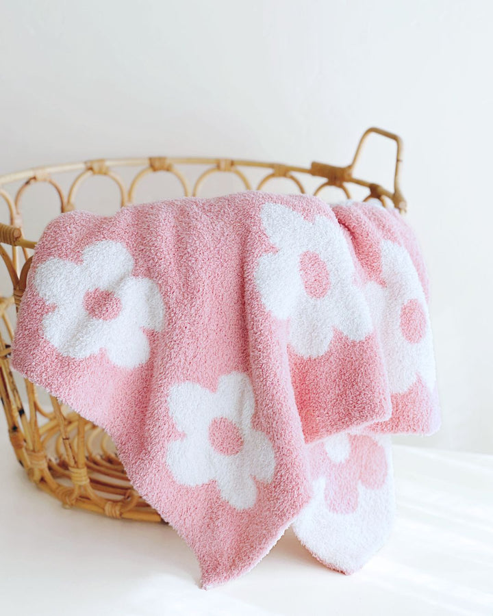 Daisy Fuzzy Blanket | Pink - Plush Blanket - LUCKY PANDA KIDS