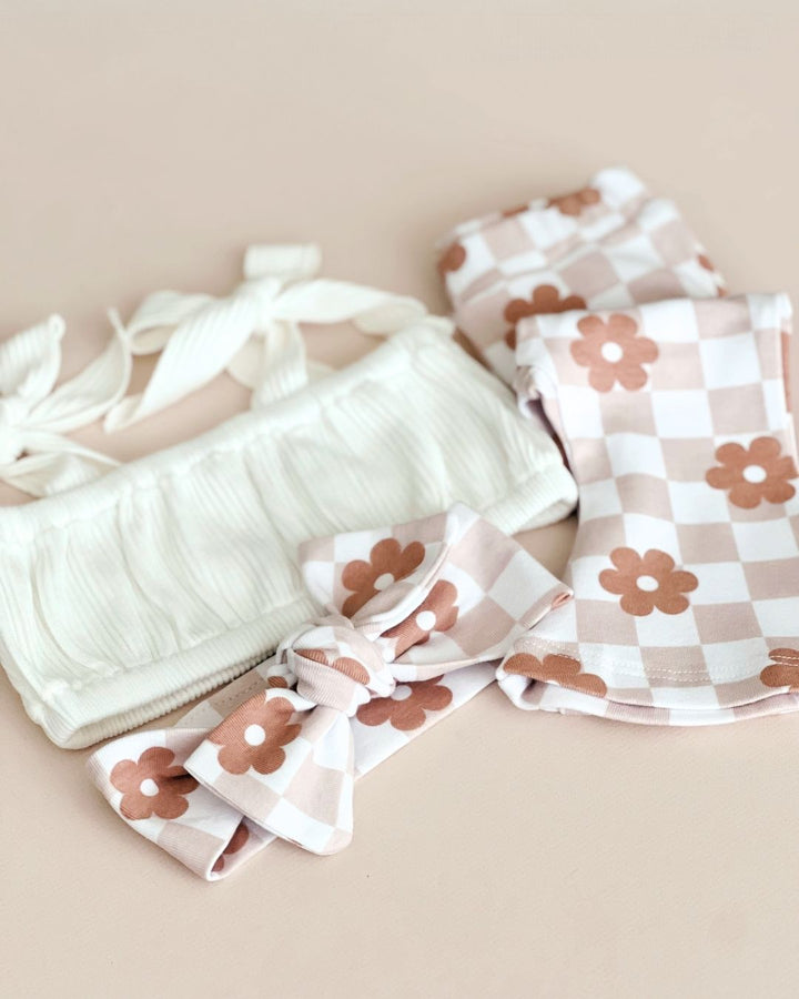 Flare Set | Latte Daisy - LUCKY PANDA KIDS