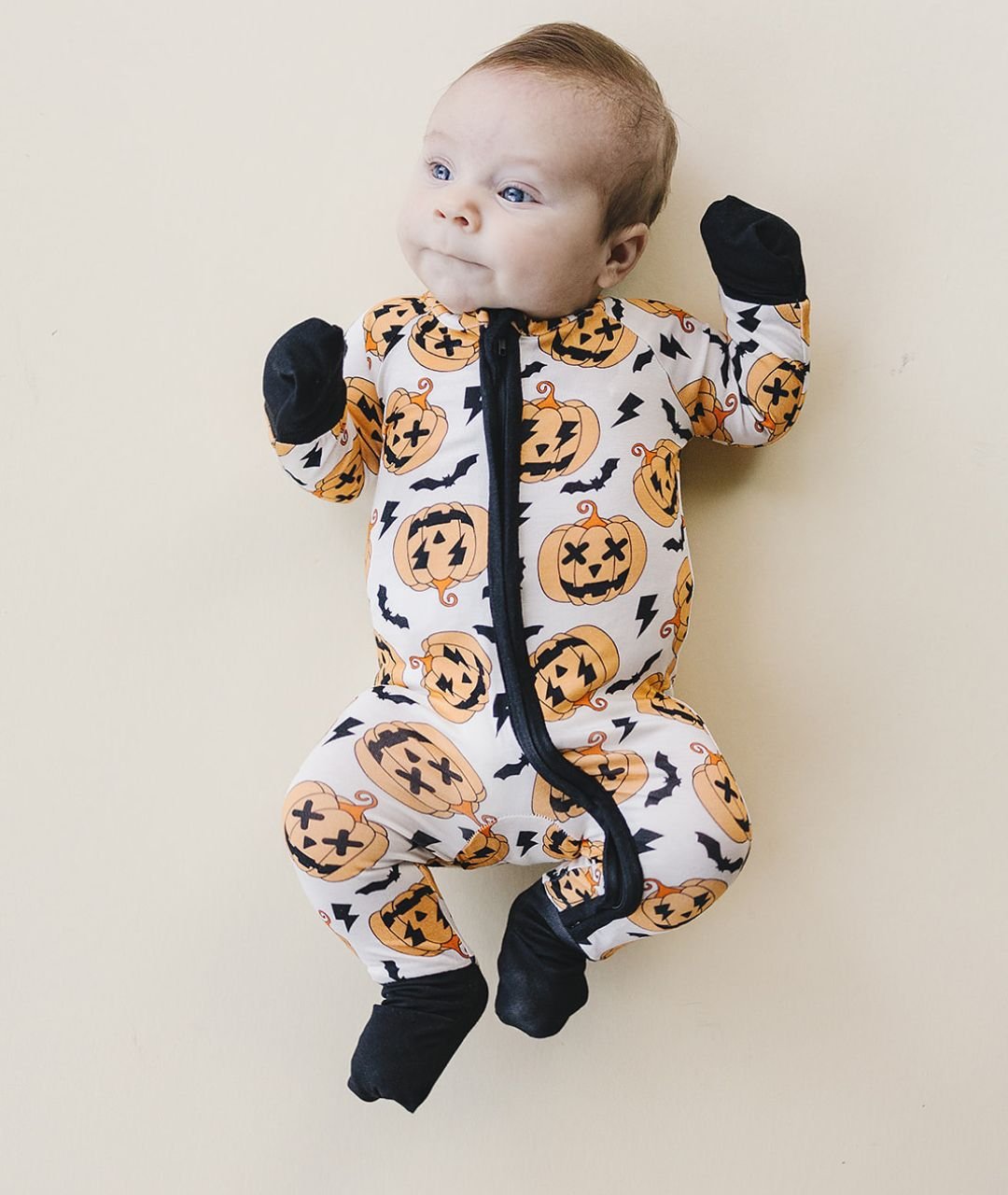 Halloween Bamboo Zip Romper | Black - Romper - LUCKY PANDA KIDS