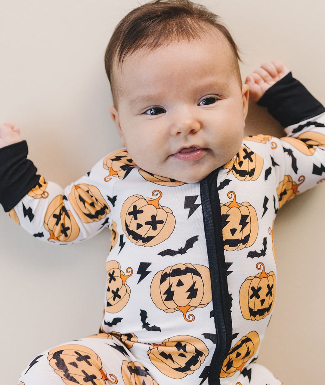 Halloween Bamboo Zip Romper | Black - Romper - LUCKY PANDA KIDS