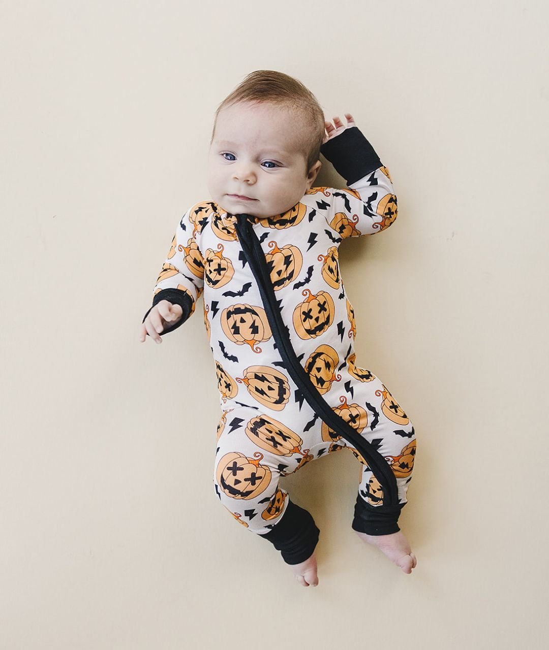 Halloween Bamboo Zip Romper | Black - Romper - LUCKY PANDA KIDS