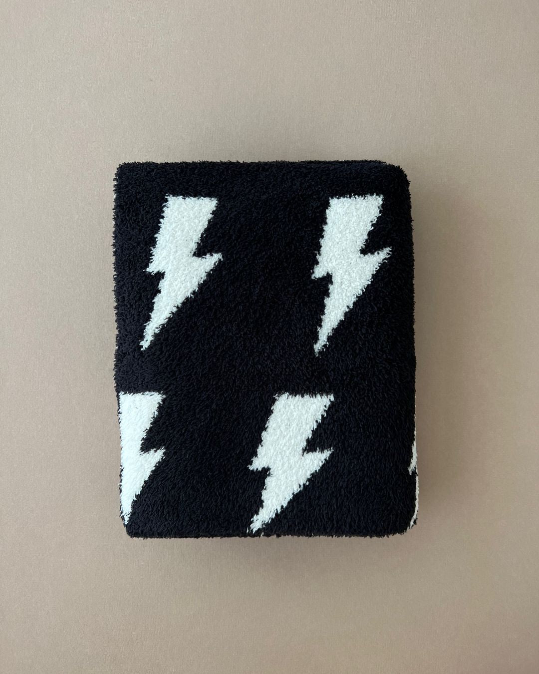 Lightning Bolt Fuzzy Blanket | Black - Plush Blanket - LUCKY PANDA KIDS