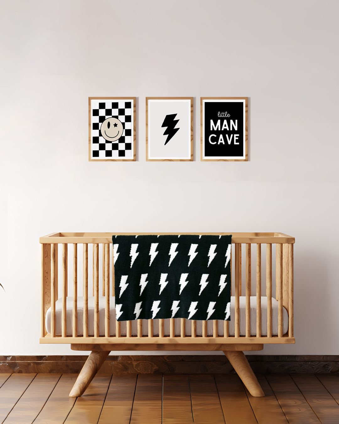 Lightning Bolt Fuzzy Blanket | Black - Plush Blanket - LUCKY PANDA KIDS