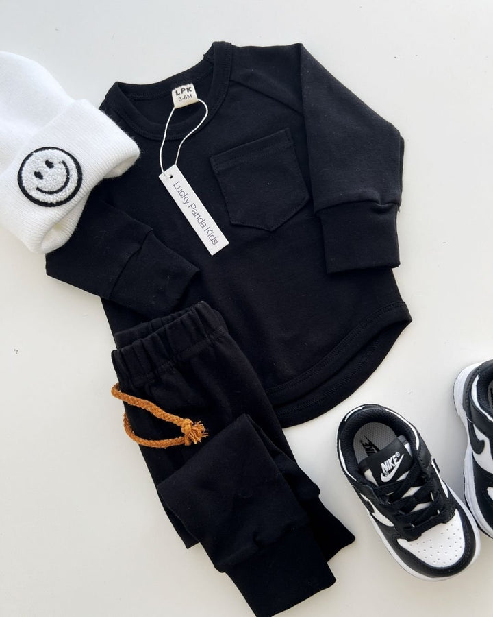Lounge Set | Black - Lounge Set - LUCKY PANDA KIDS