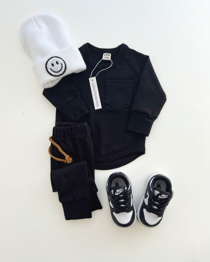 Lounge Set | Black - Lounge Set - LUCKY PANDA KIDS