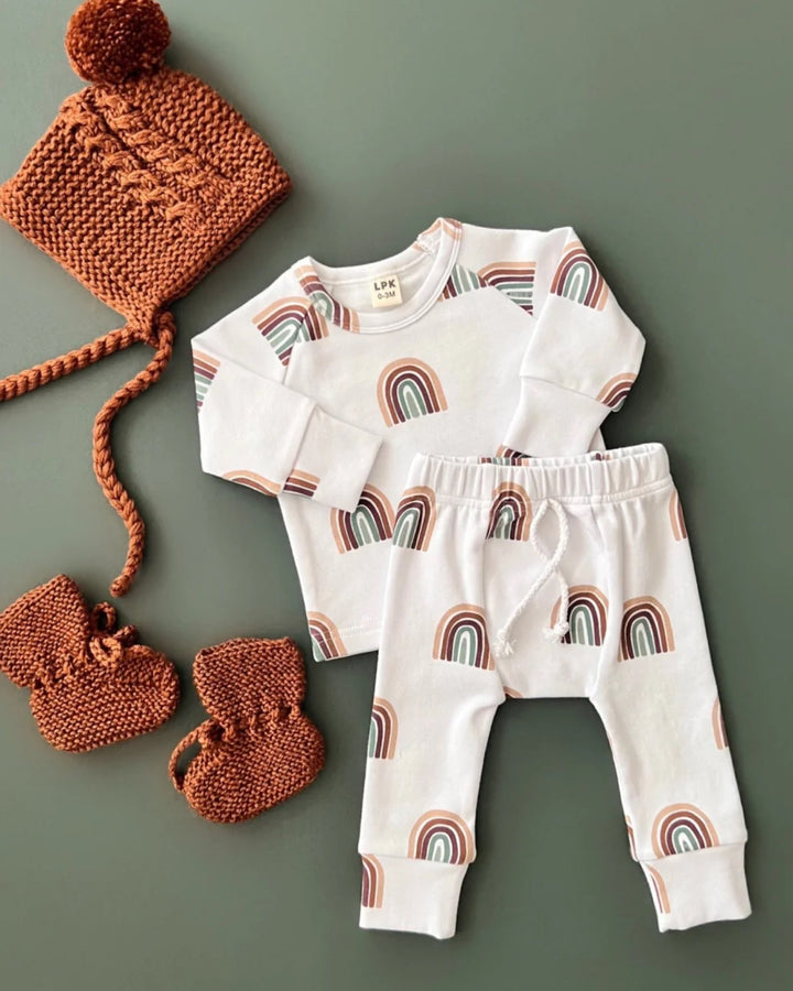 Merino Wool Bonnet & Bootie Set, Cinnamon - Baby & Toddler Clothing Accessories - LUCKY PANDA KIDS