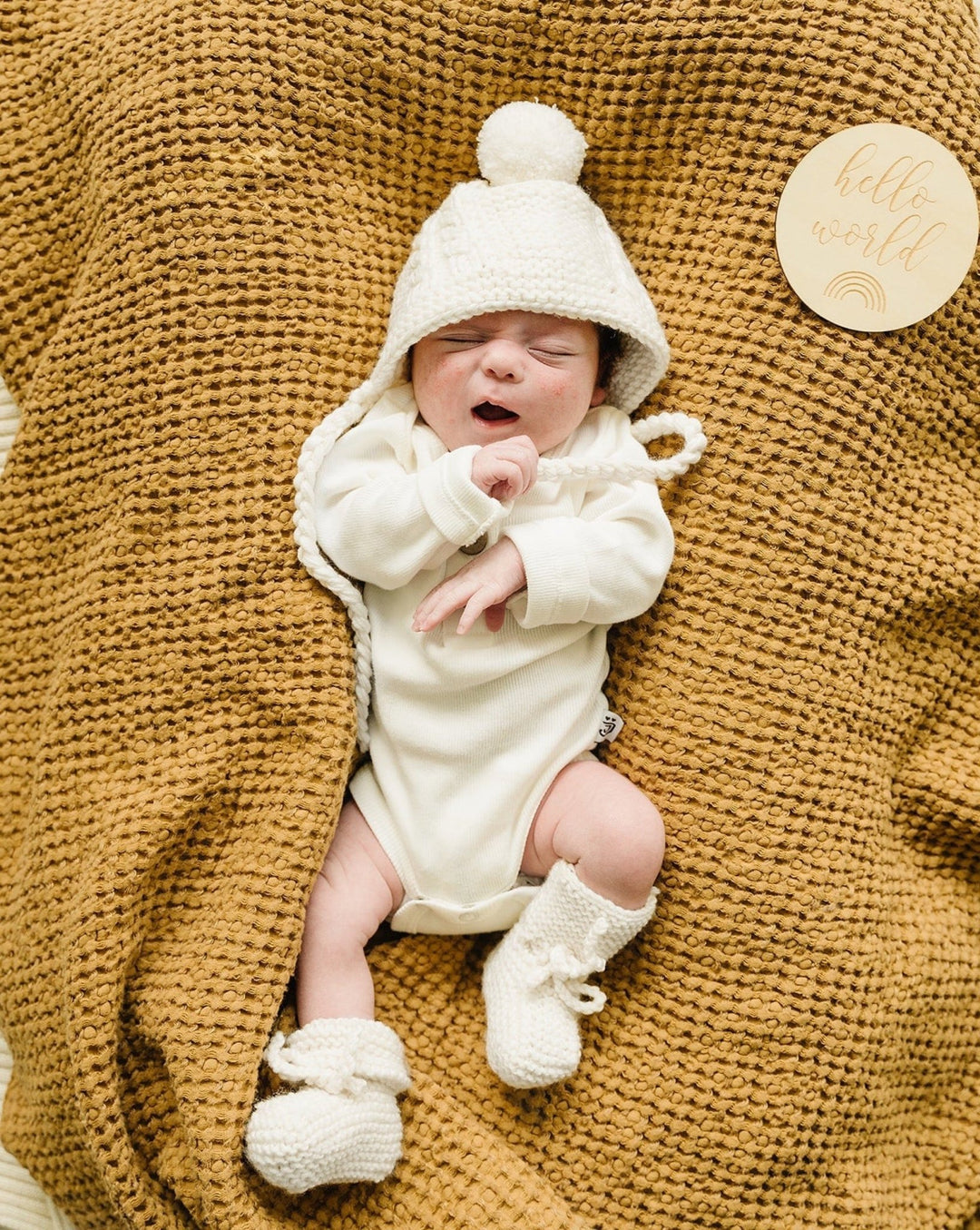 Merino Wool Bonnet & Bootie Set, Cream - Baby & Toddler Clothing Accessories - LUCKY PANDA KIDS