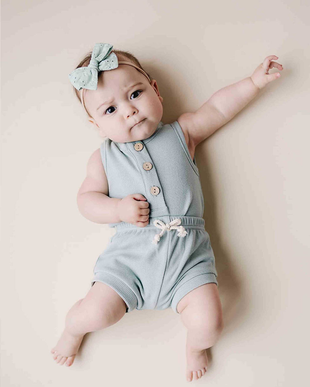 Mint Eyelet Bow - LUCKY PANDA KIDS