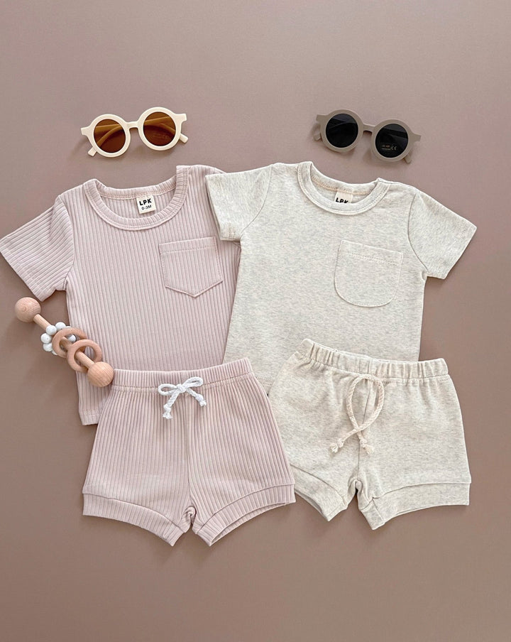 Oatmeal Shorts Set - LUCKY PANDA KIDS