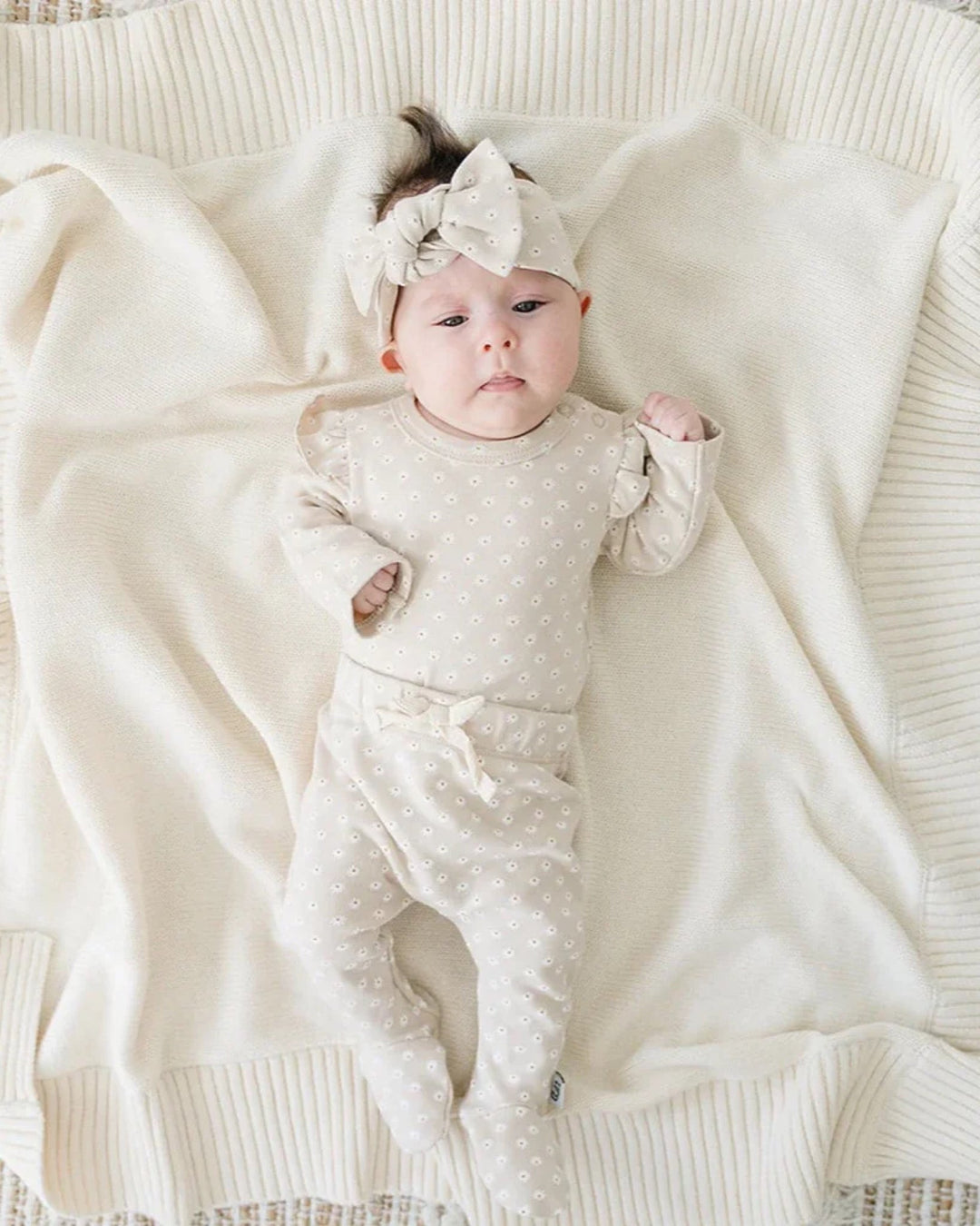 Organic 3 Piece Set, Daisy - Baby & Toddler Outfits - LUCKY PANDA KIDS