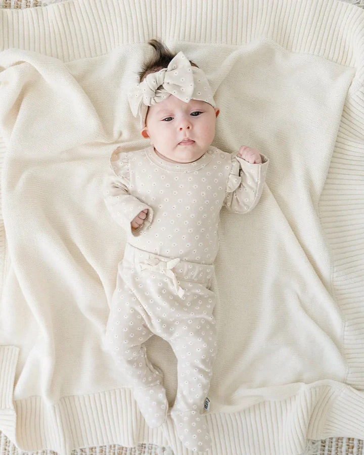 Organic 3 Piece Set, Daisy - Baby & Toddler Outfits - LUCKY PANDA KIDS