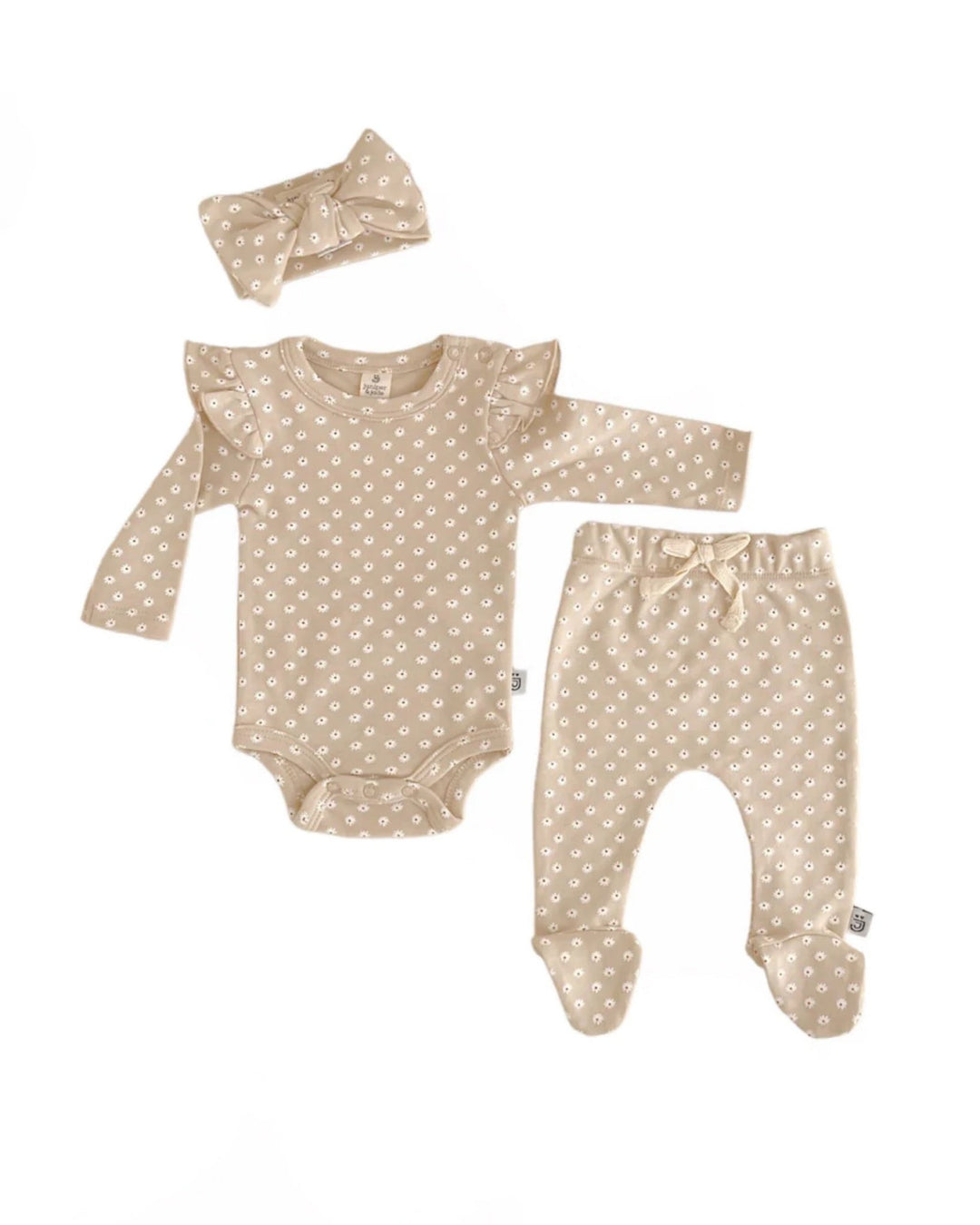 Organic 3 Piece Set, Daisy - Baby & Toddler Outfits - LUCKY PANDA KIDS