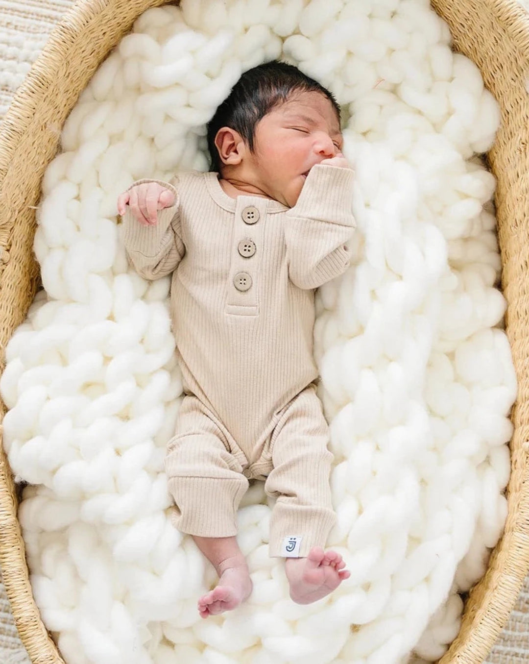 Organic Jumpsuit, Latte - Baby & Toddler Clothing - LUCKY PANDA KIDS
