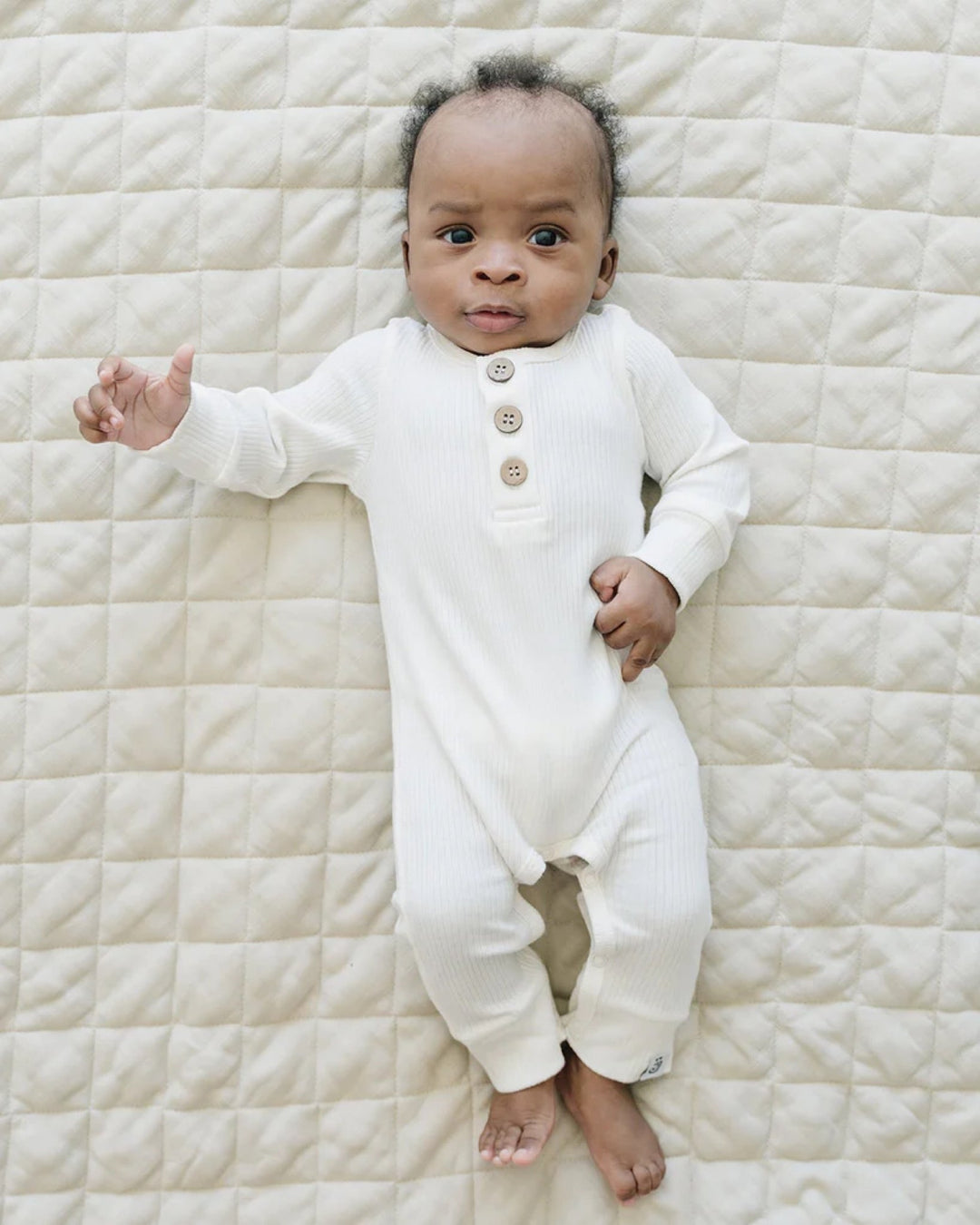 Organic Jumpsuit, Milk - Baby & Toddler Clothing - LUCKY PANDA KIDS