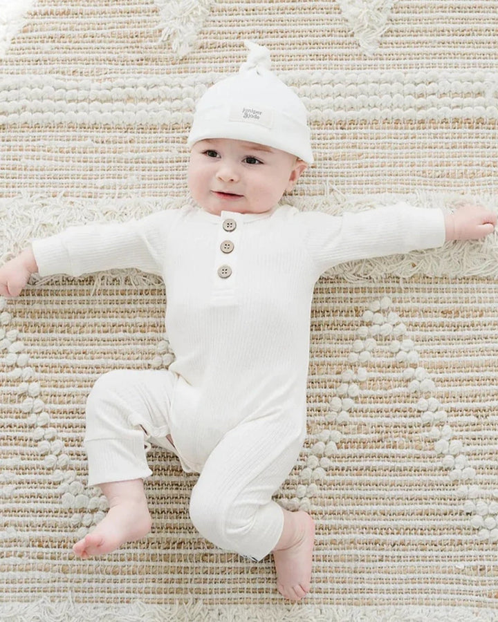 Organic Jumpsuit, Milk - Baby & Toddler Clothing - LUCKY PANDA KIDS