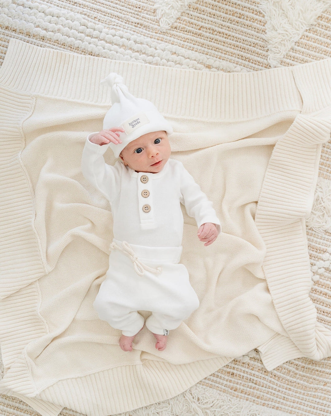 Organic Knot Hat, Milk - Baby & Toddler Hats - LUCKY PANDA KIDS