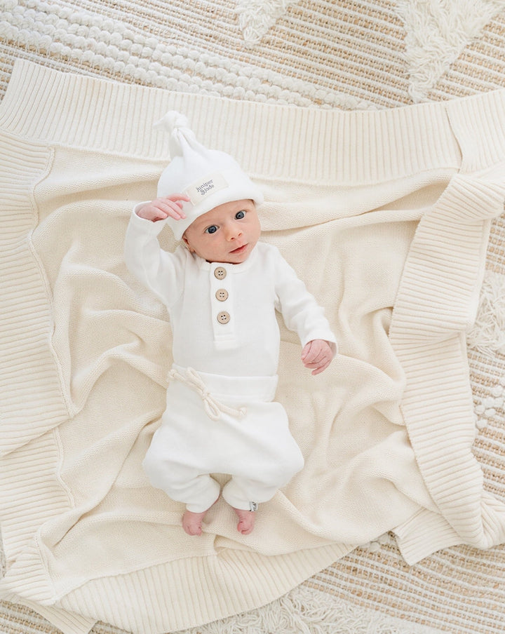 Organic Knot Hat, Milk - Baby & Toddler Hats - LUCKY PANDA KIDS