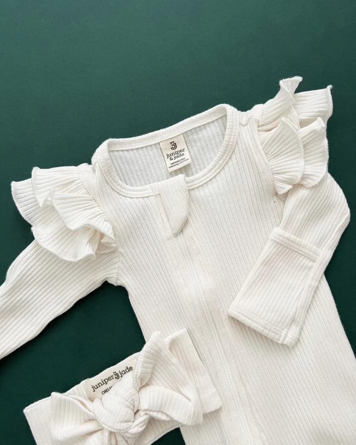 Organic Zip Footie Set, Milk - Baby & Toddler Outfits - LUCKY PANDA KIDS