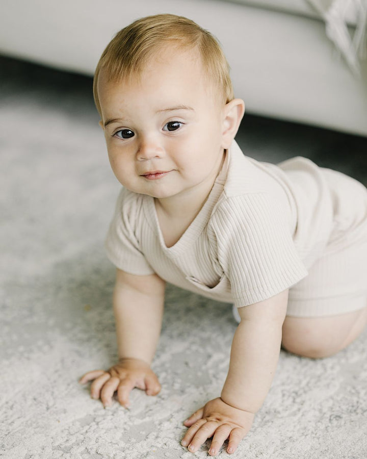 Ribbed Shorts Set | Latte - Shorts Set - LUCKY PANDA KIDS