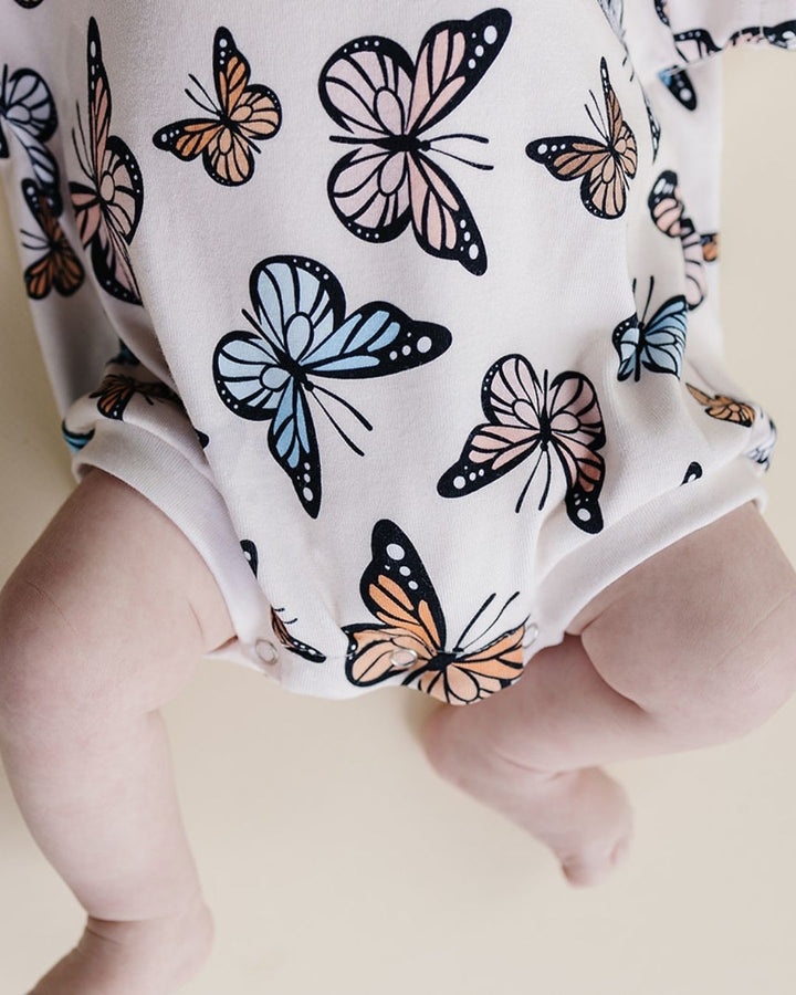 Short Sleeve Bubble Romper | Butterflies - LUCKY PANDA KIDS