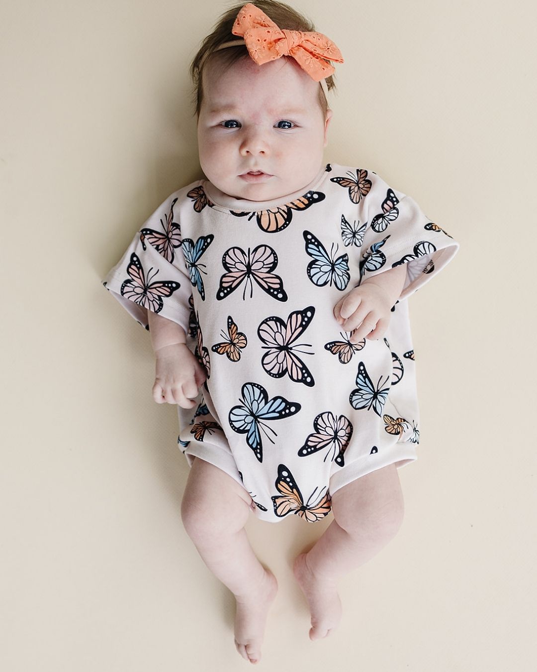 Short Sleeve Bubble Romper | Butterflies - LUCKY PANDA KIDS