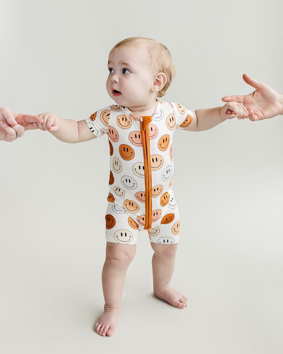 Smiley Bamboo Short Romper | Copper – LUCKY PANDA KIDS
