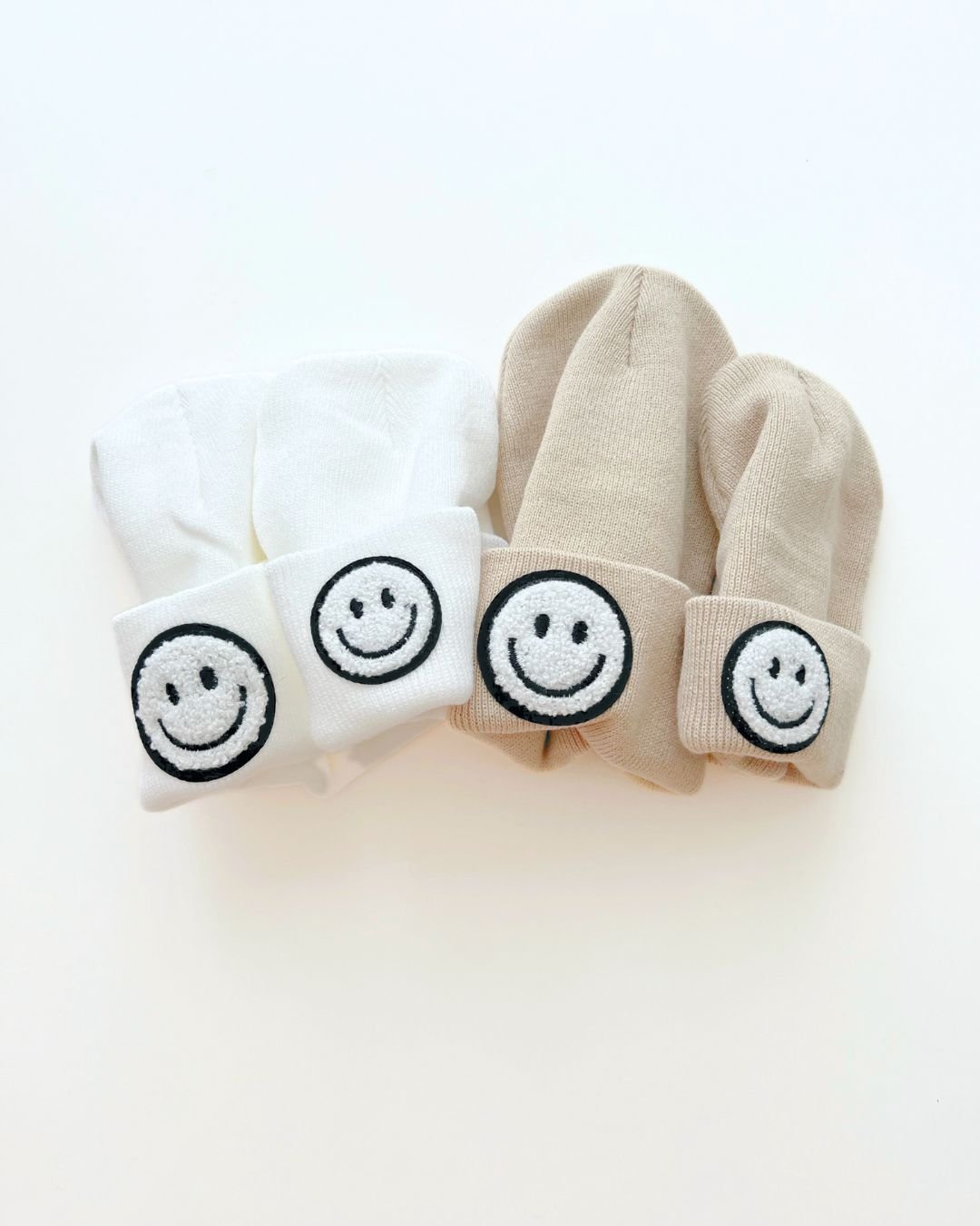 Smiley Beanie | Beige - Beanie - LUCKY PANDA KIDS