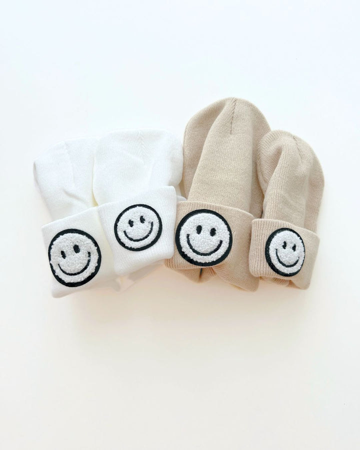 Smiley Beanie | Beige - Beanie - LUCKY PANDA KIDS