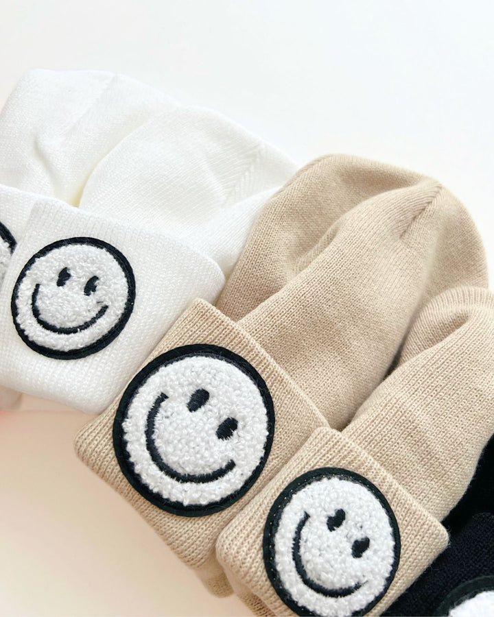 Smiley Beanie | Beige - Beanie - LUCKY PANDA KIDS