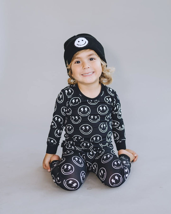 Smiley Beanie | Black - Beanie - LUCKY PANDA KIDS